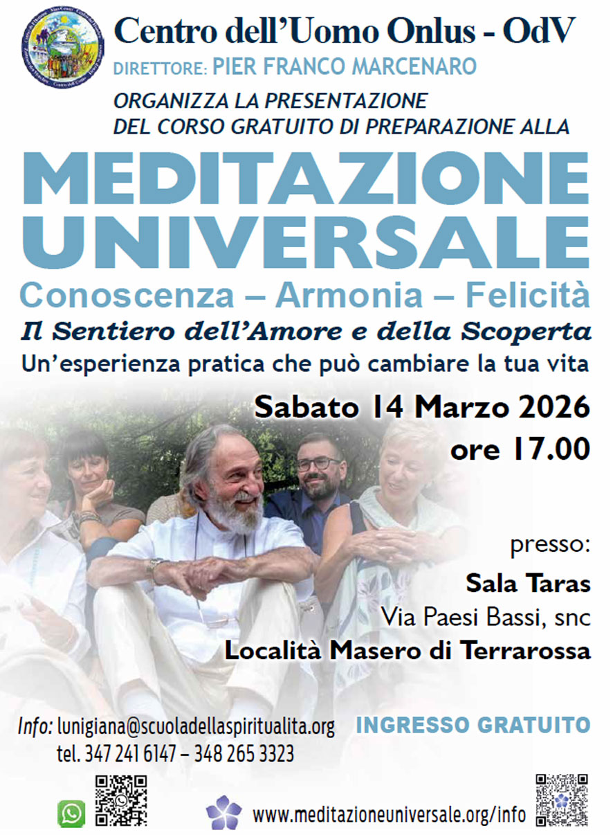 MEDITAZIONE UNIVERSALE - Loc. Masero di Terrarossa, Lunigiana